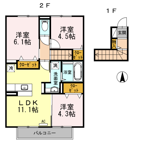 サンステージみのり　B棟・203号室の間取り