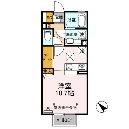 D-room思川ローズ Hの間取り