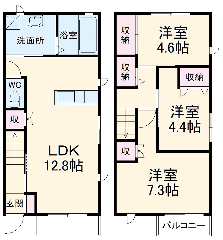 テラスハウス上西Ⅱの間取り