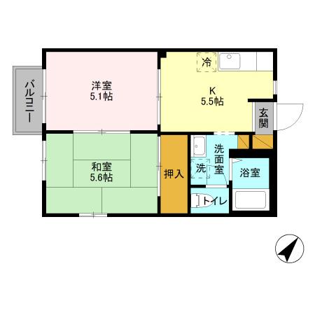 ソレイユ若葉 Bの間取り
