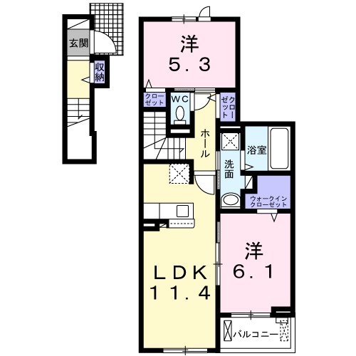 ケーズコート 鶴原Ⅲの間取り