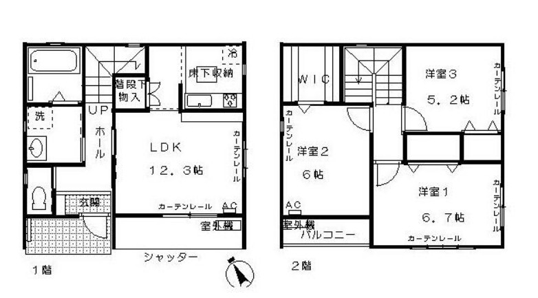 南陵貸家Bの間取り