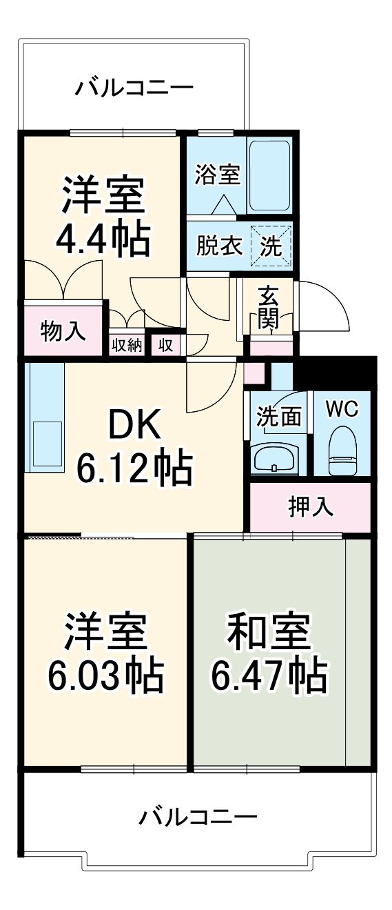 オークヴィラ1号館の間取り