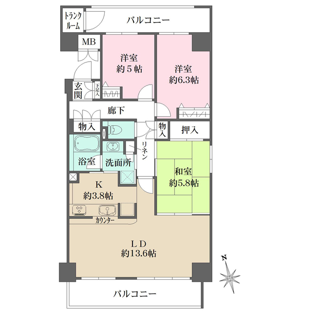松戸中央公園パークハウスの間取り