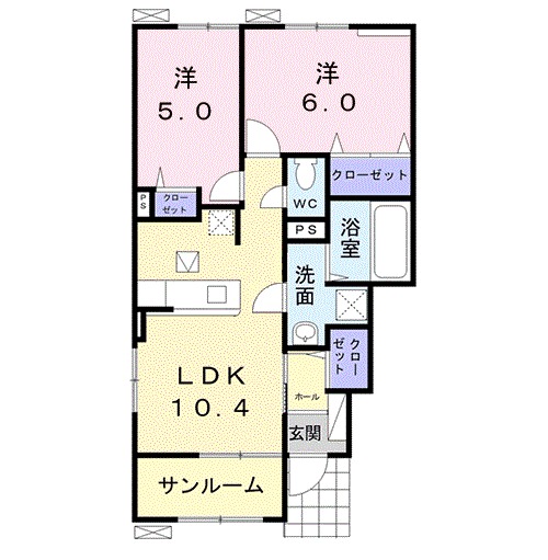 クレアール桑名 Bの間取り