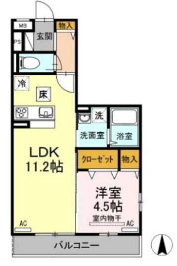コルノリザイア・101号室の間取り