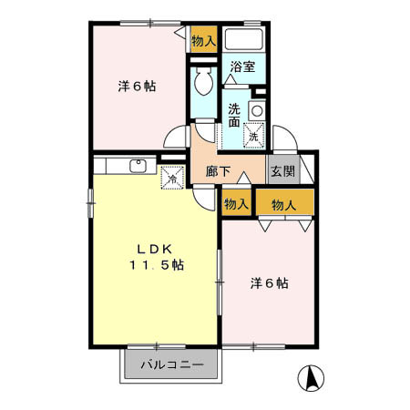 COMODO楠 Bの間取り