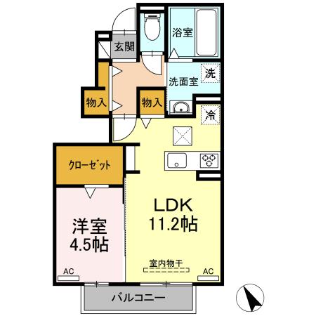 飯村南の完工年月(2022年6月)築の賃貸アパートの間取り