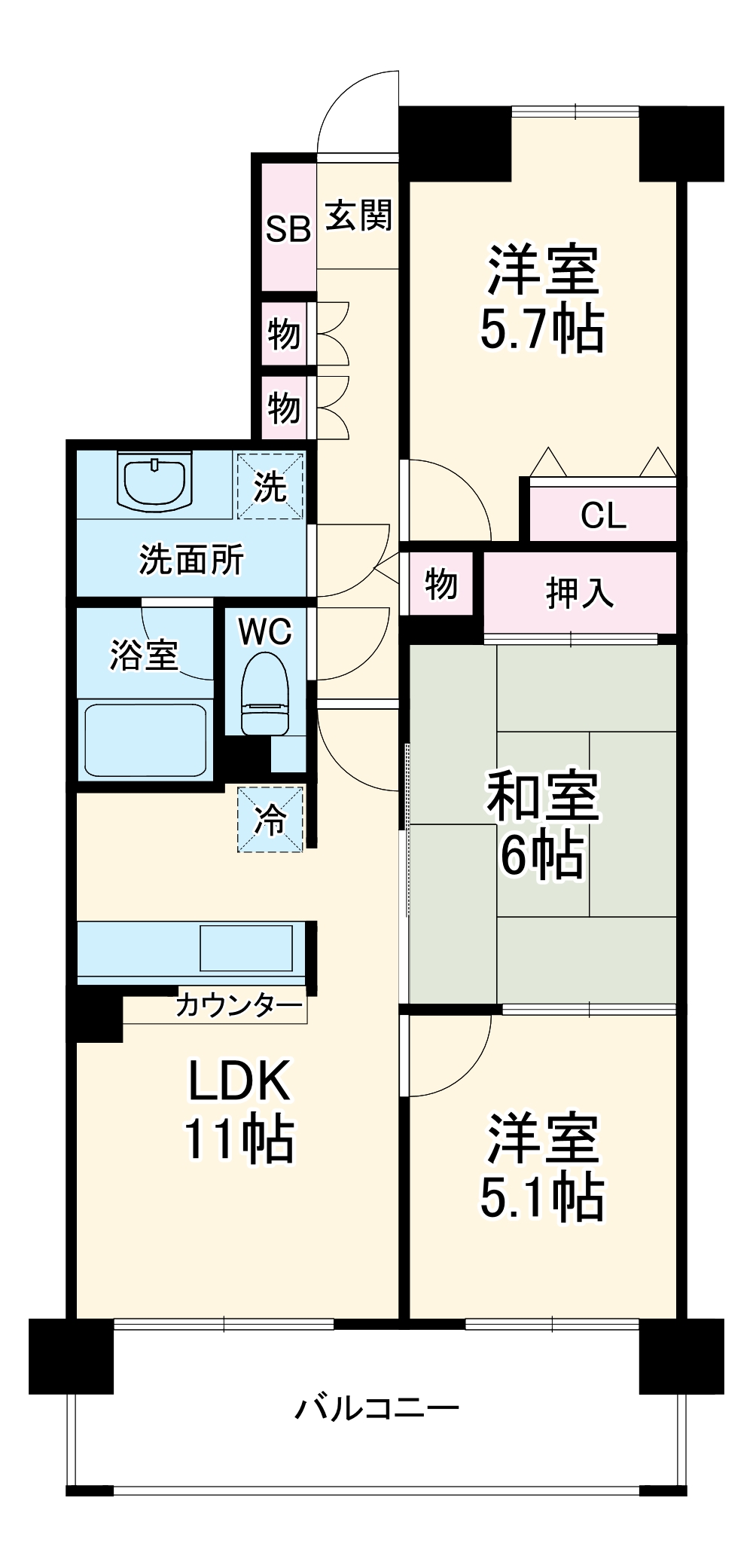（仮称）千葉港マンションの間取り