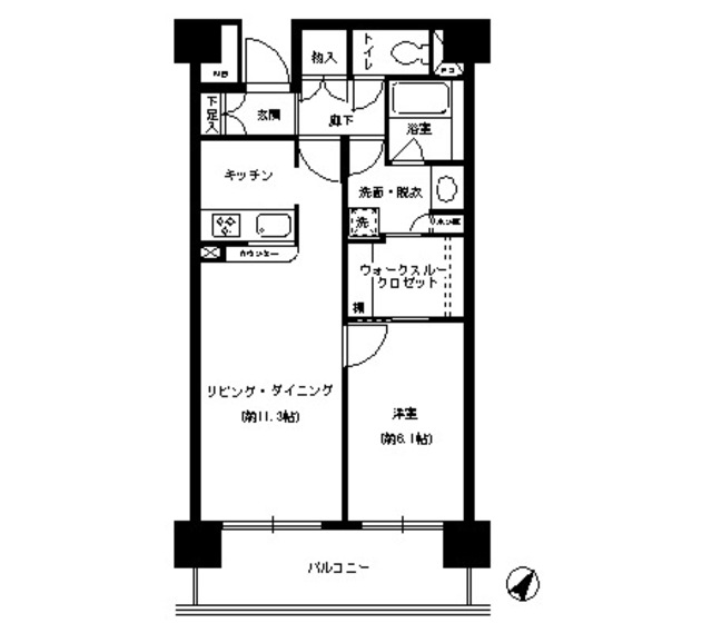 松戸の完工年月(2007年3月)築の賃貸マンションの間取り