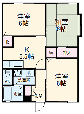 ハイツオクネ 3の間取り