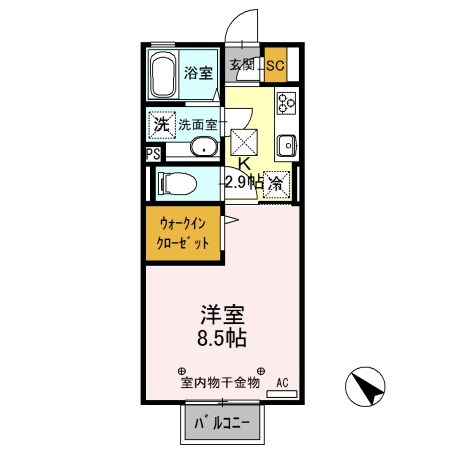Ｄ-ｒｏｏｍ思川ルージュ　Ａの間取り