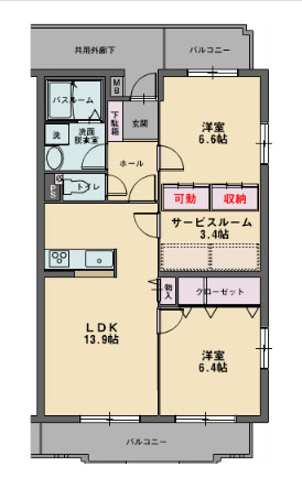 サンパティーク香貫の間取り