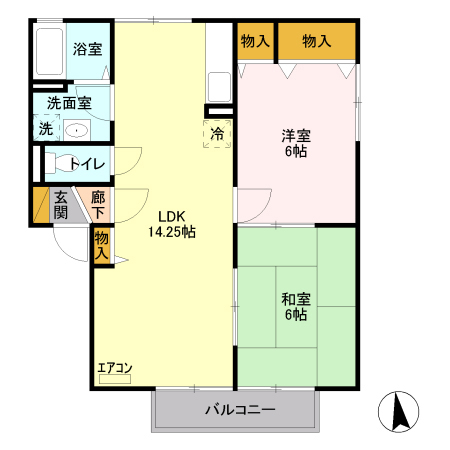 セジュールみやび Bの間取り