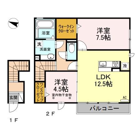 大谷の完工年月(2017年1月)築の賃貸アパートの間取り
