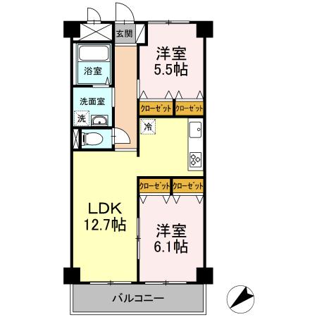 モニュメントスクウェア 弐番館の間取り