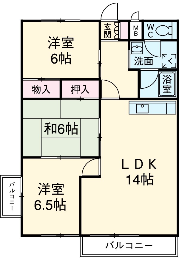 アビタシオン酒井・201号室の間取り