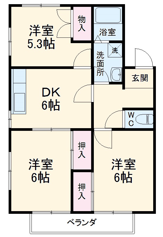 フラット・サプレス市川 Bの間取り