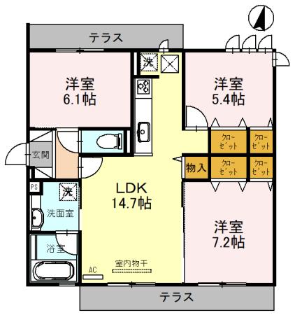 くおん嵯峨 西棟の間取り