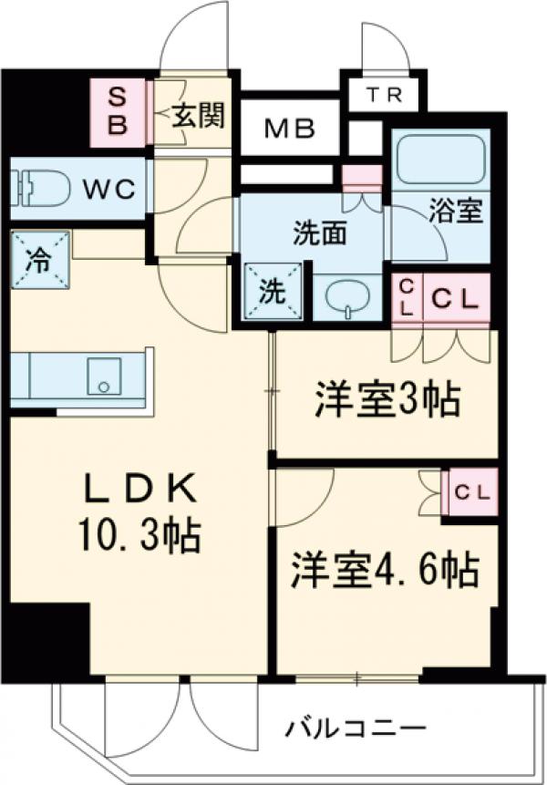 パークアクシス入谷・606号室の間取り