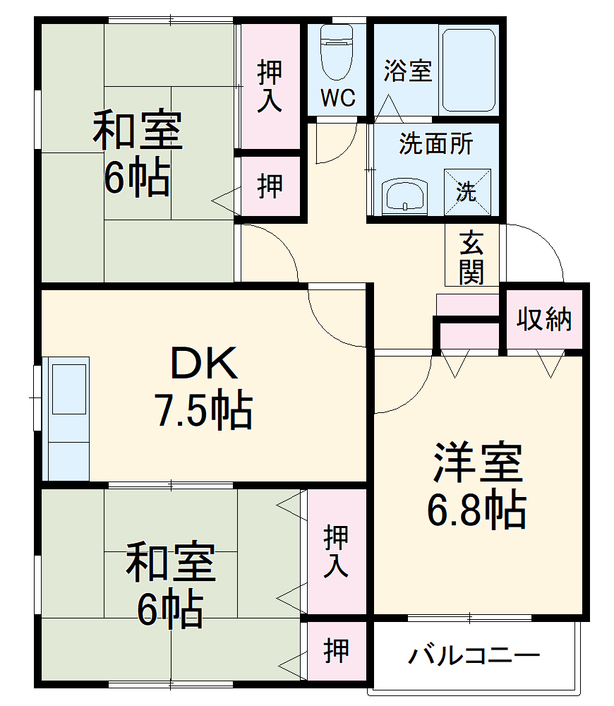 門原ハイツAの間取り