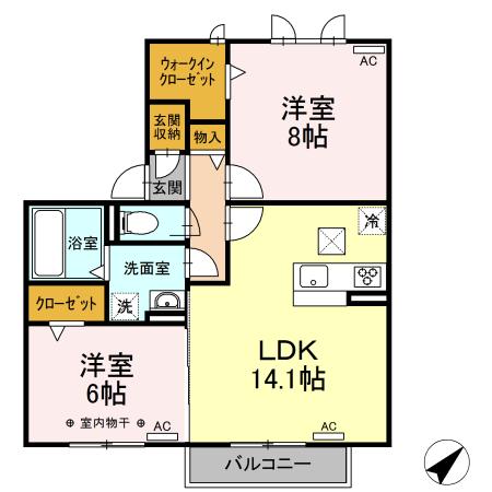レジデンス ラシュレIII(レジデンスラシュレスリー)・103号室の間取り