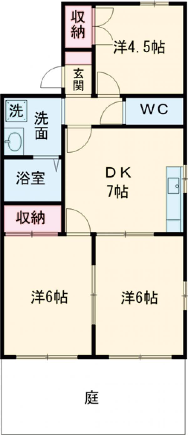 白糸台の完工年月(1995年1月)築の賃貸アパートの間取り