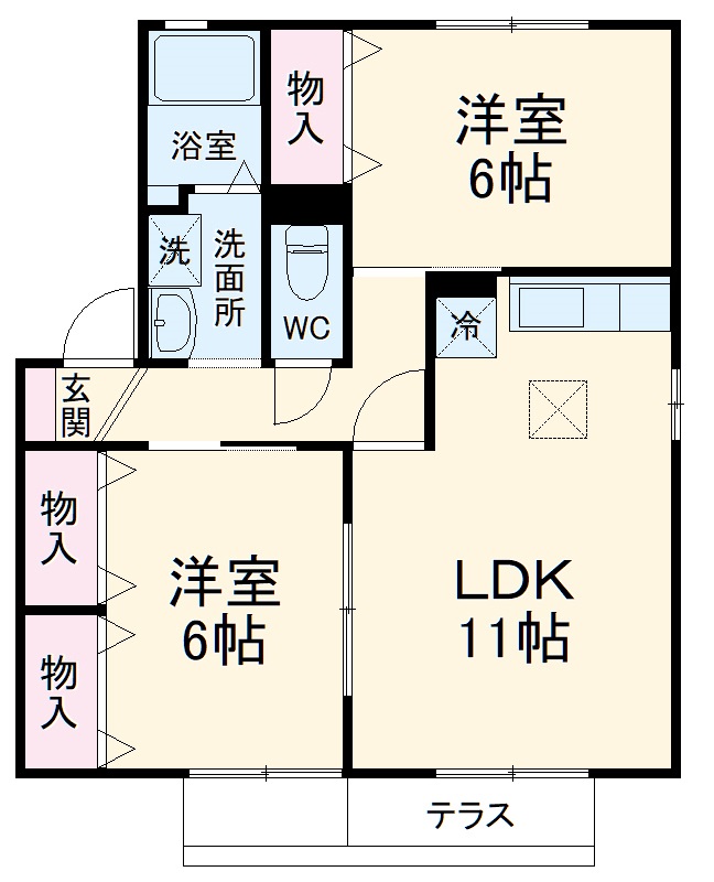 セジュール モア Bの間取り