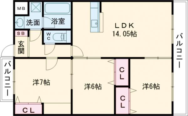 レーヴメゾン羽衣の間取り