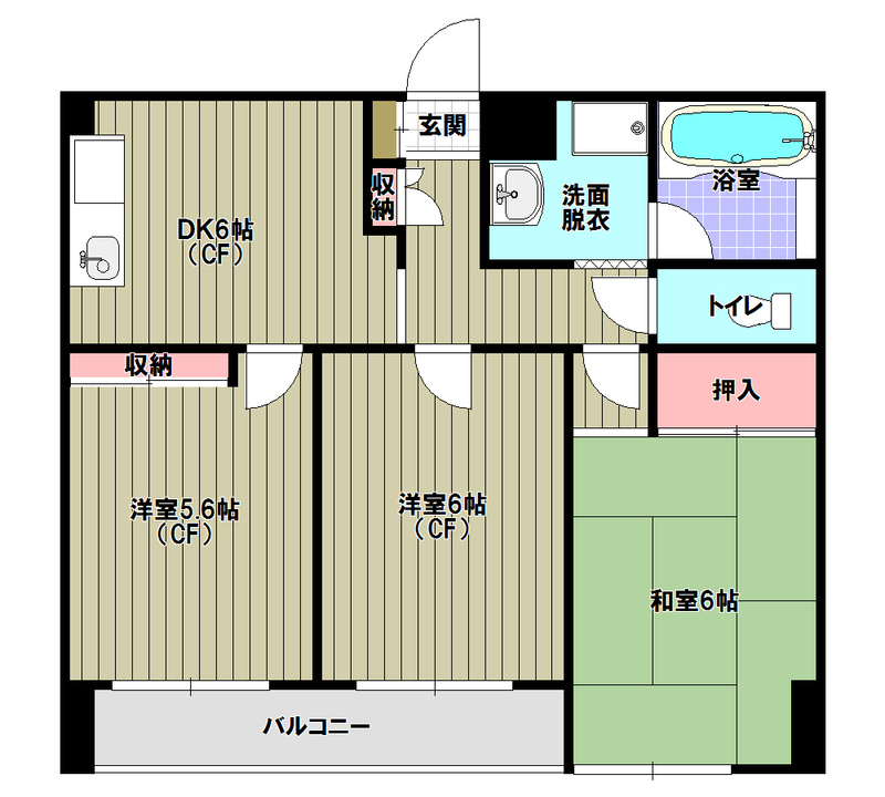 菊野台の完工年月(1988年1月)築の賃貸マンションの間取り