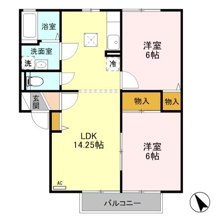 フラワーレジデンス北山 Eの間取り