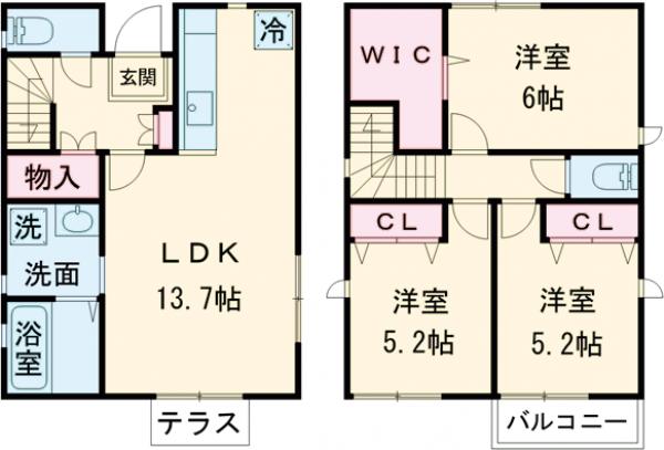 武蔵野市境1丁目貸家の間取り