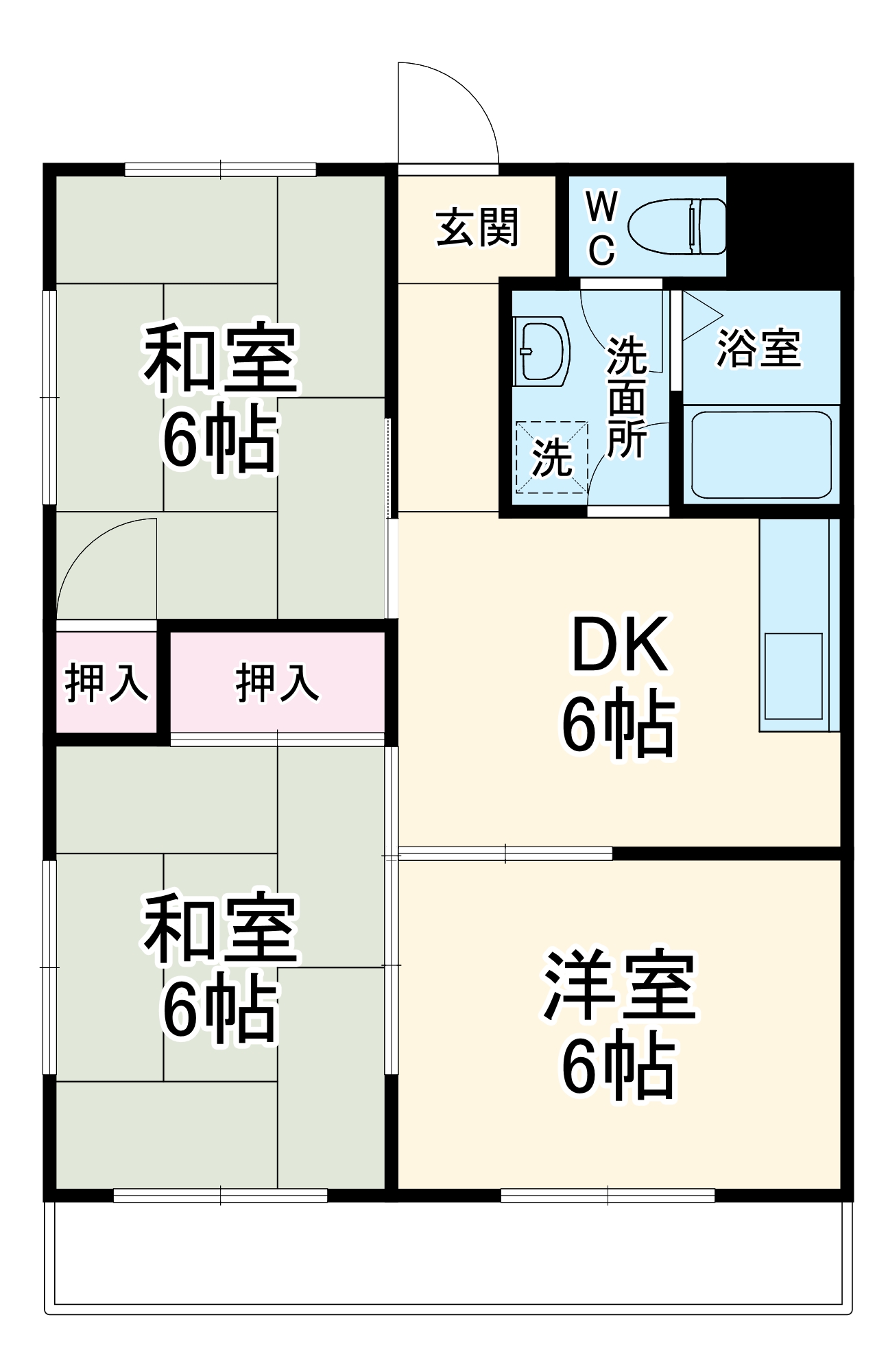 東田町の完工年月(1986年2月)築の賃貸マンションの間取り