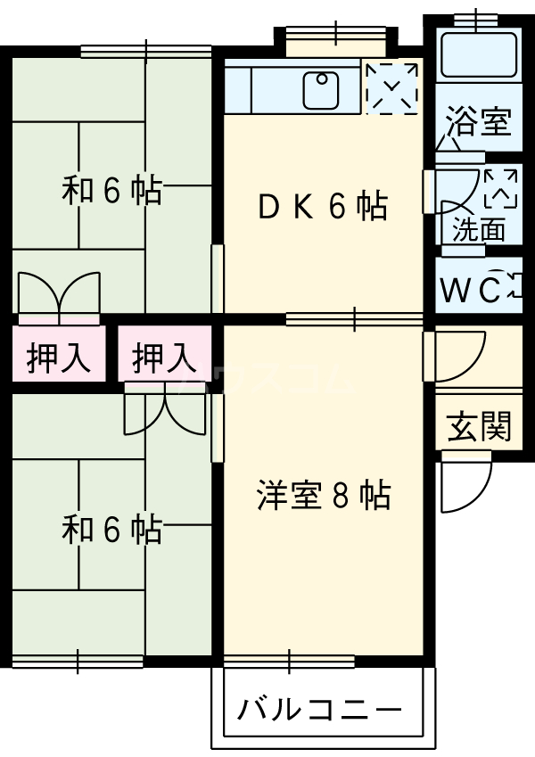 城前ハイツAの間取り
