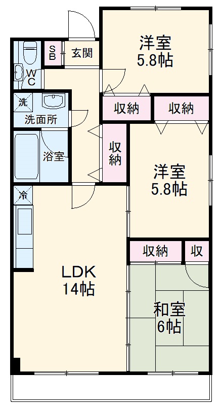 アーバンハイツ宮崎・205号室の間取り