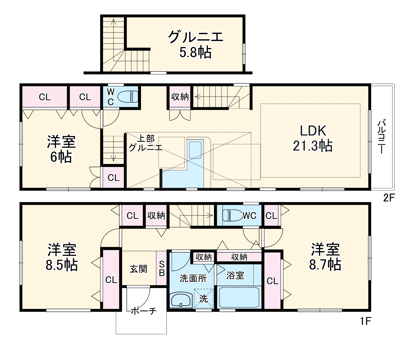 川崎市高津区梶ヶ谷4丁目住宅の間取り