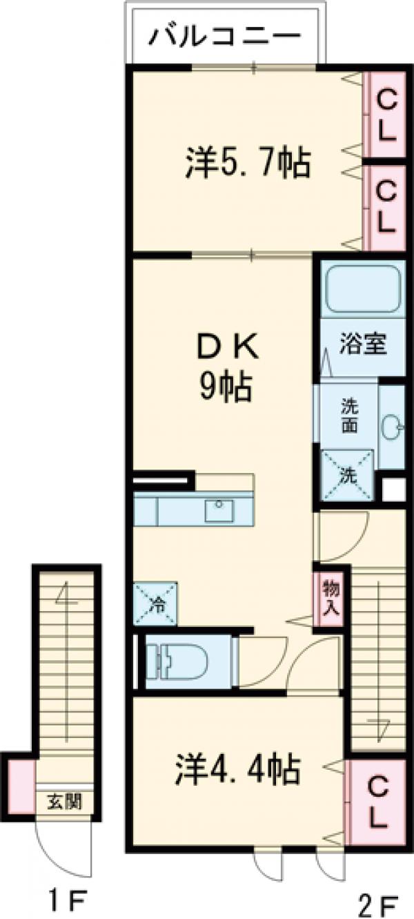 アンジュール等々力・202号室の間取り