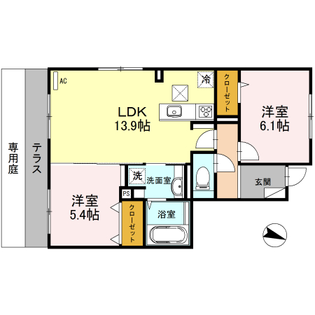 サニーコートA・B棟の間取り
