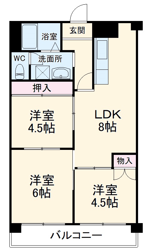 上新田の完工年月(1982年5月)築の賃貸マンションの間取り
