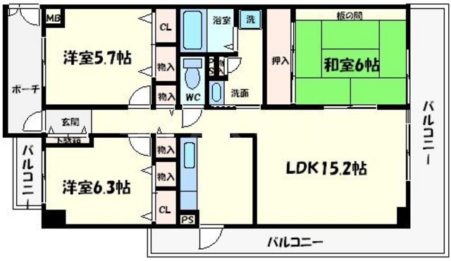 グリーンヒルパートⅡの間取り