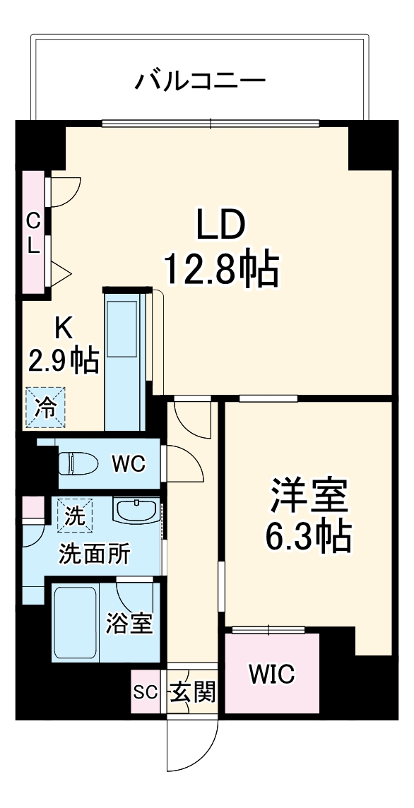 グランルージュ谷町六丁目の間取り