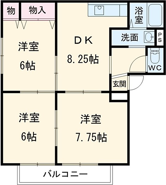 サンコーポBIGⅡ有玉台の間取り