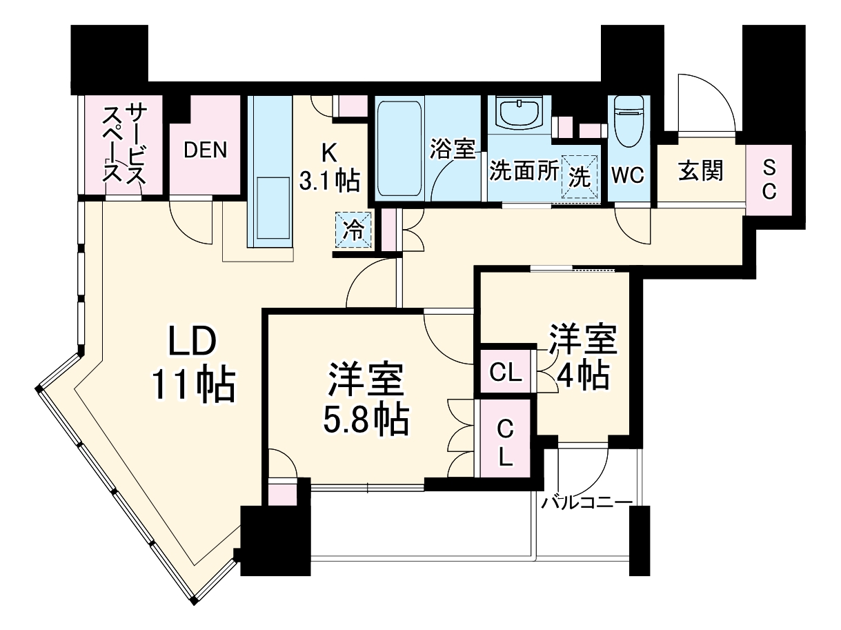 パークタワー北浜の間取り