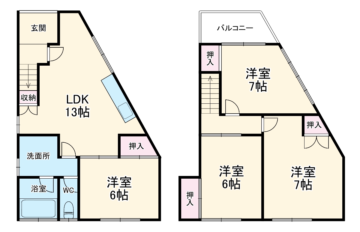 初生町貸家の間取り