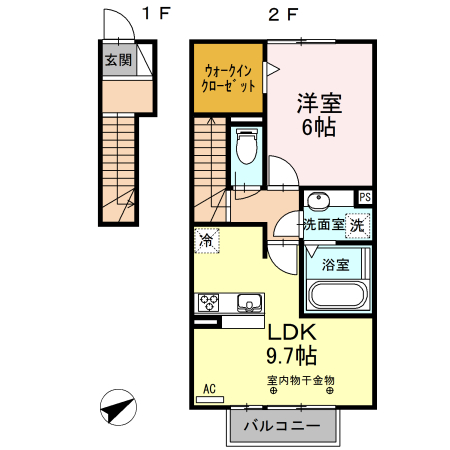 D-room三方原 B棟の間取り
