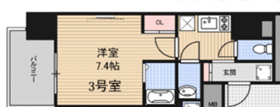 本町橋の完工年月(2020年12月)築の賃貸マンションの間取り