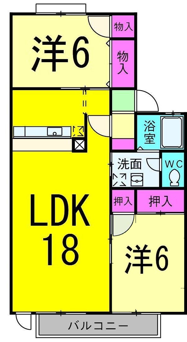 コーポリンクルB棟の間取り