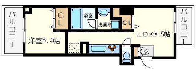 RIDGE北堀江（ルクレ北堀江）の間取り