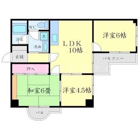 南千里ハイツの間取り