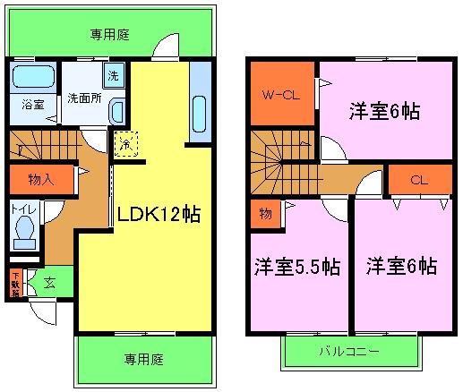 プランドール葉室B棟の間取り